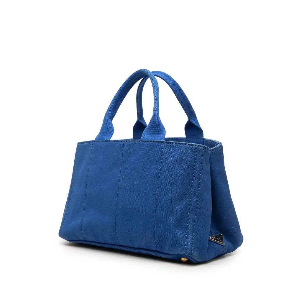 Prada Canvas Canapa Logo Tote Blue Very good - Back View