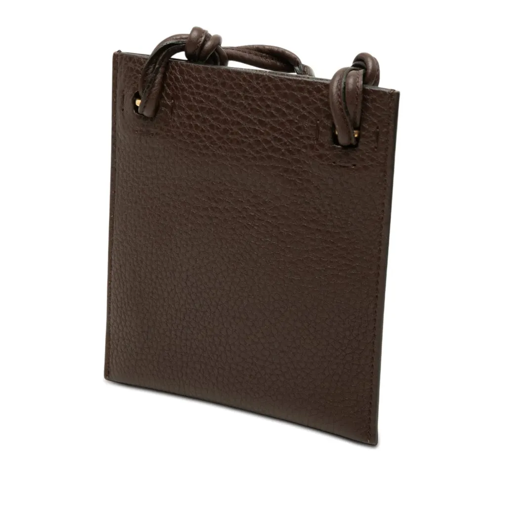Valentino Mini Grained Calfskin Rockstud Identity Crossbody Brown Leather Very good - Back View