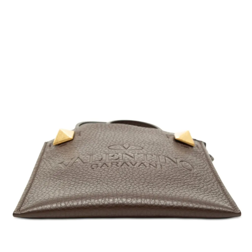 Valentino Mini Grained Calfskin Rockstud Identity Crossbody Brown Leather Very good - Inside View