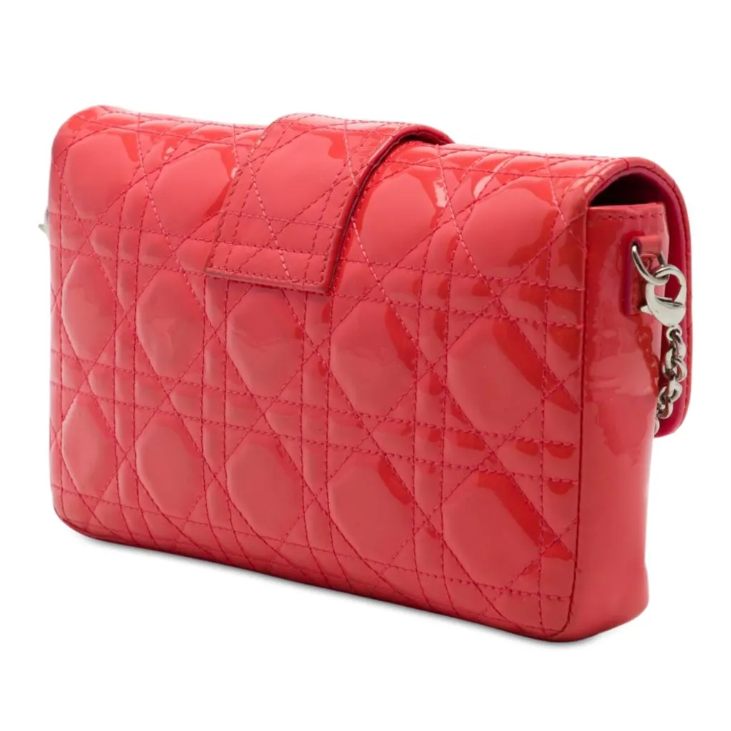 Dior Patent Cannage New Lock Pouch Crossbody Red Leather Good - Back View