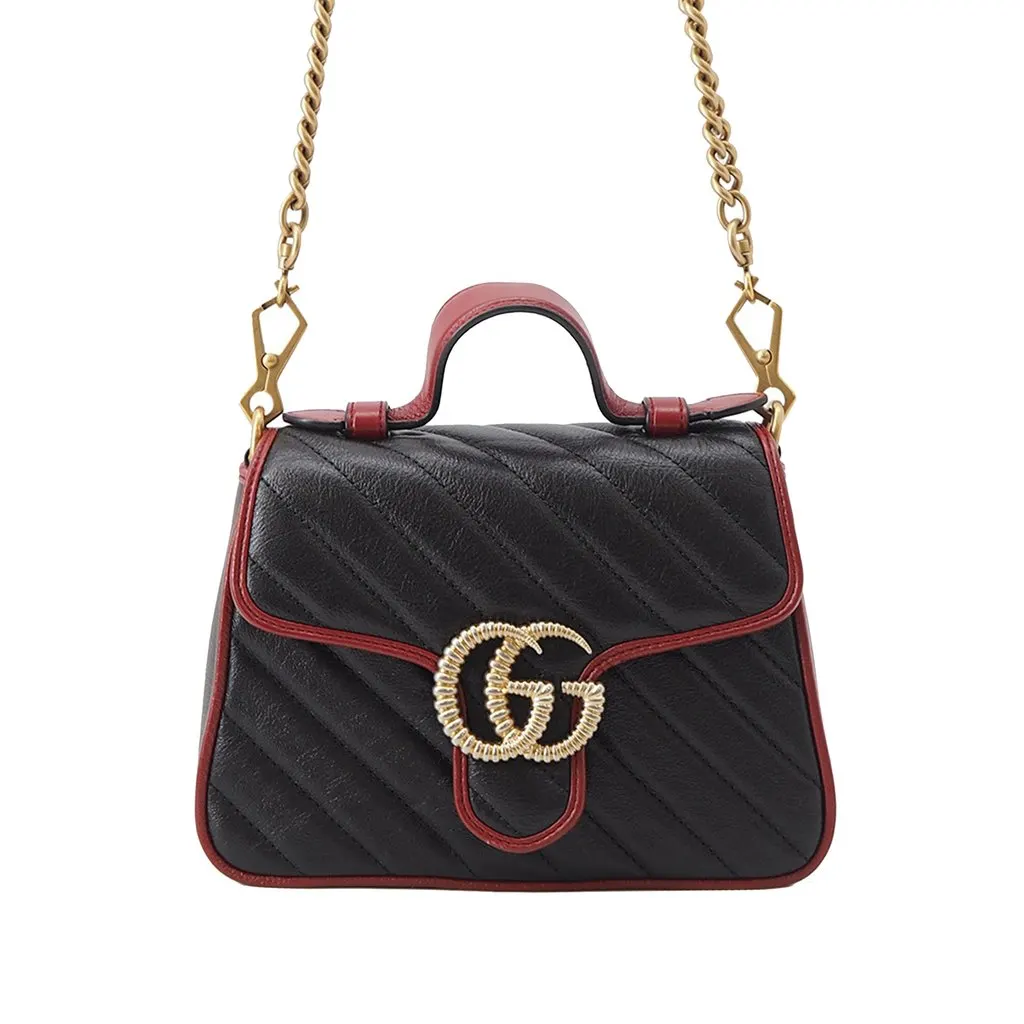 Gucci Mini GG Marmont Matelasse Calfskin Torchon Top Handle Bag Black Leather Very good - Front View
