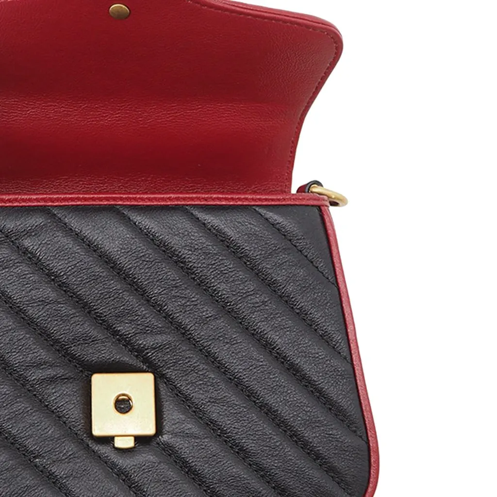 Gucci Mini GG Marmont Matelasse Calfskin Torchon Top Handle Bag Black Leather Very good - Model View