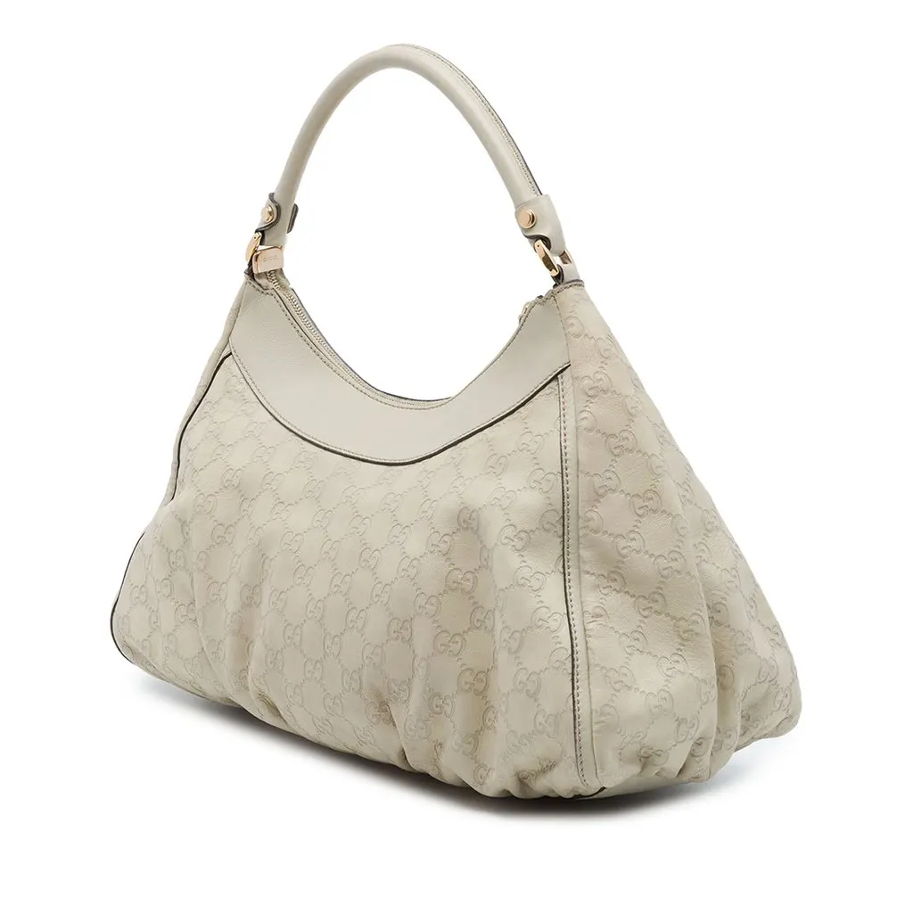 Gucci Guccissima Abbey D Ring Shoulder Bag White Leather Good - Back View