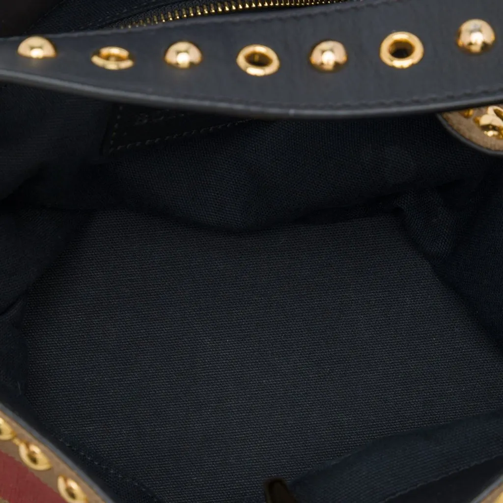 Burberry Medium Mega Check Studded Canvas Ashby Bucket Bag Brown Very good - Model View