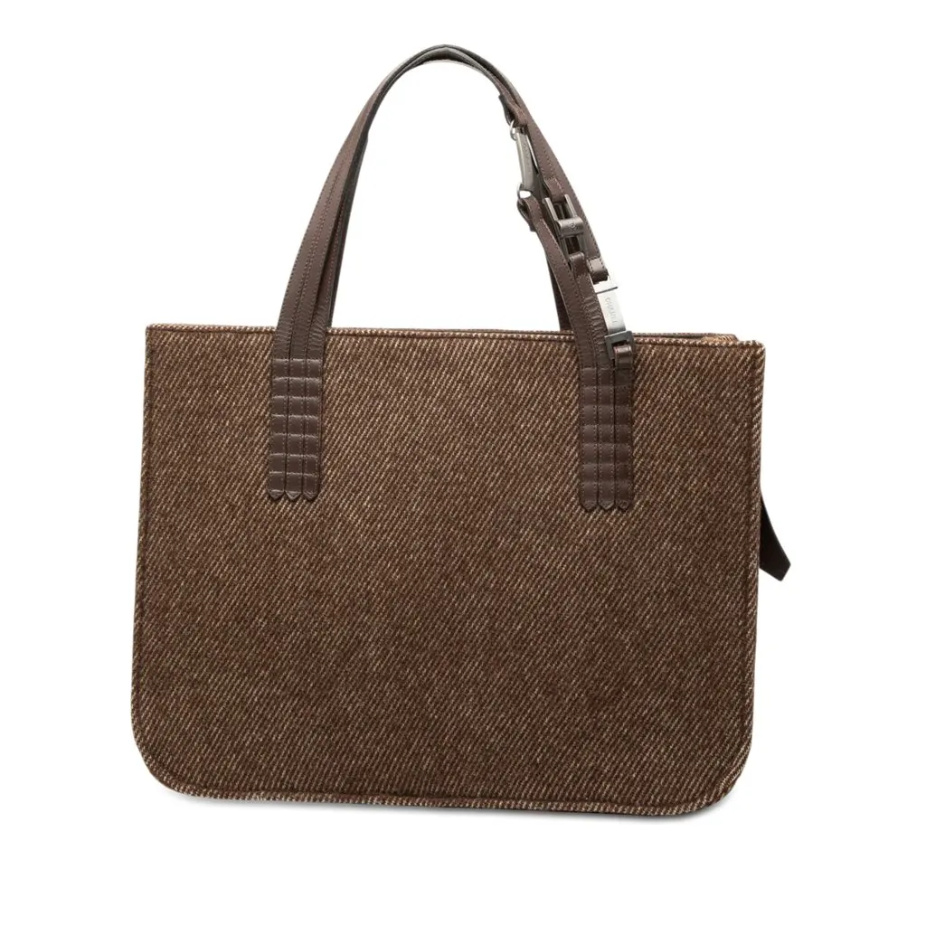Chanel Wool Felt Tote Brown Good - Front View