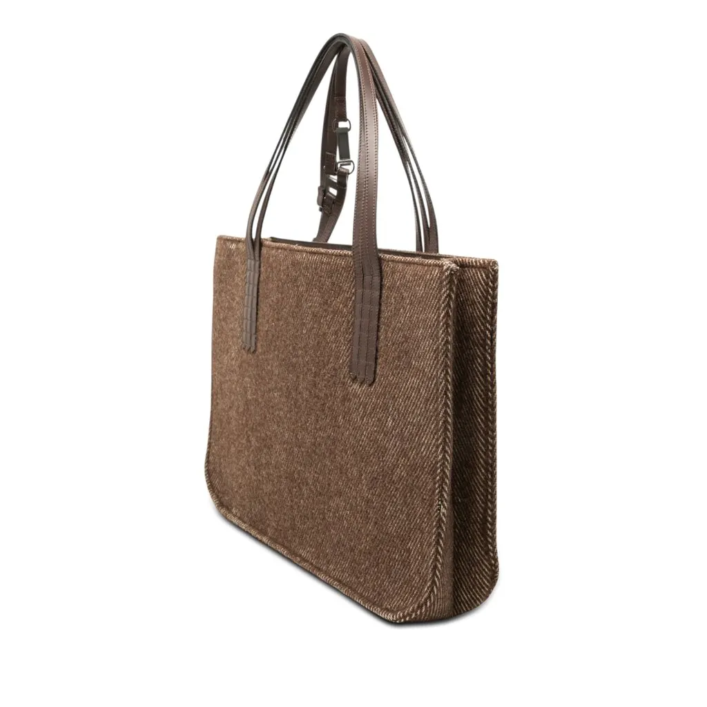 Chanel Wool Felt Tote Brown Good - Back View