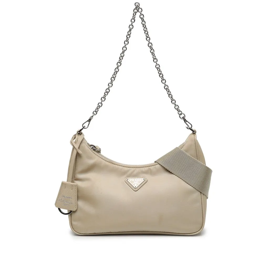 Prada Re Nylon Re Edition 2005 Satchel Beige Polyamide Very good - Front View