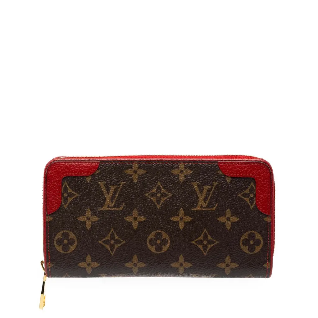 Louis Vuitton Monogram Retiro Zippy Wallet Brown Canvas Good - Front View