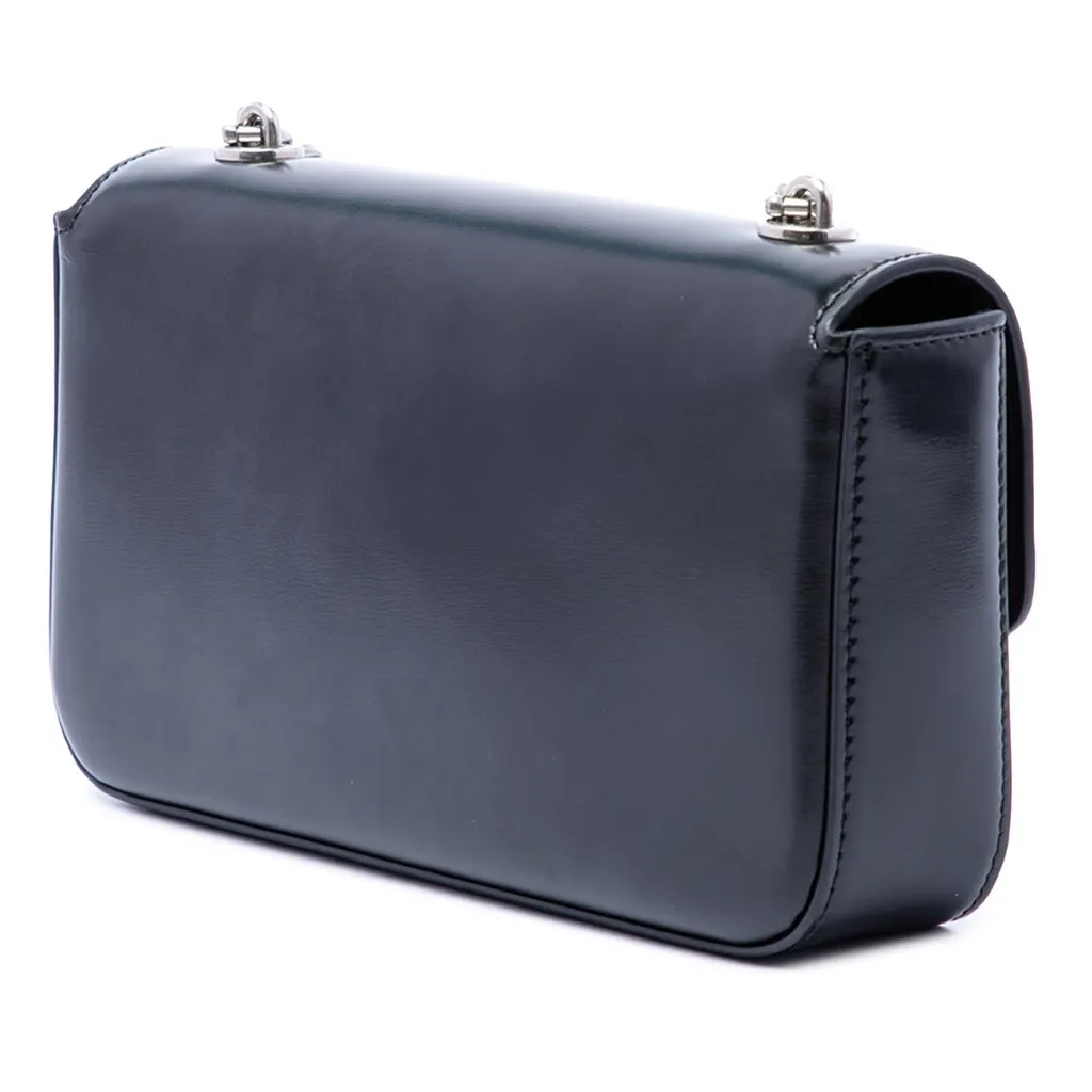Celine Shiny Calfskin Triomphe Claude Shoulder Bag Black Leather Very good - Back View