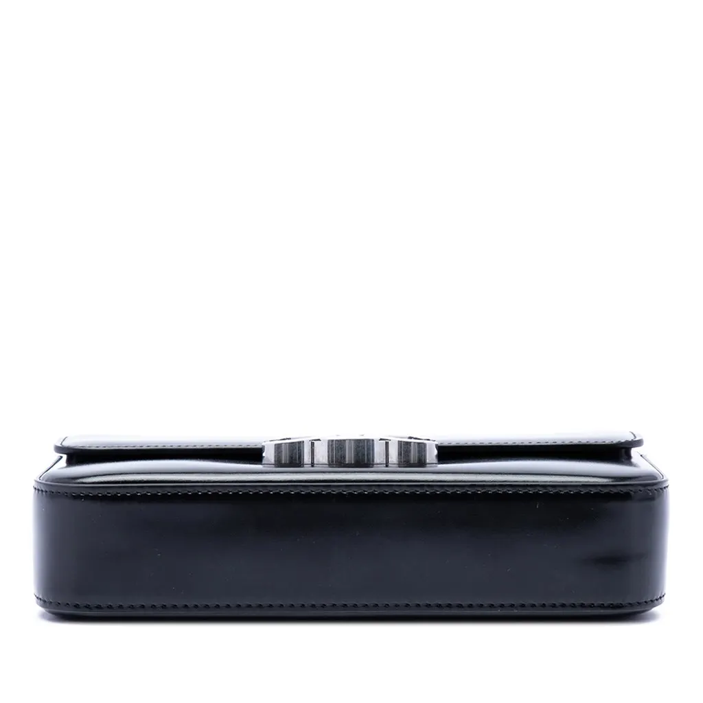 Celine Shiny Calfskin Triomphe Claude Shoulder Bag Black Leather Very good - Inside View