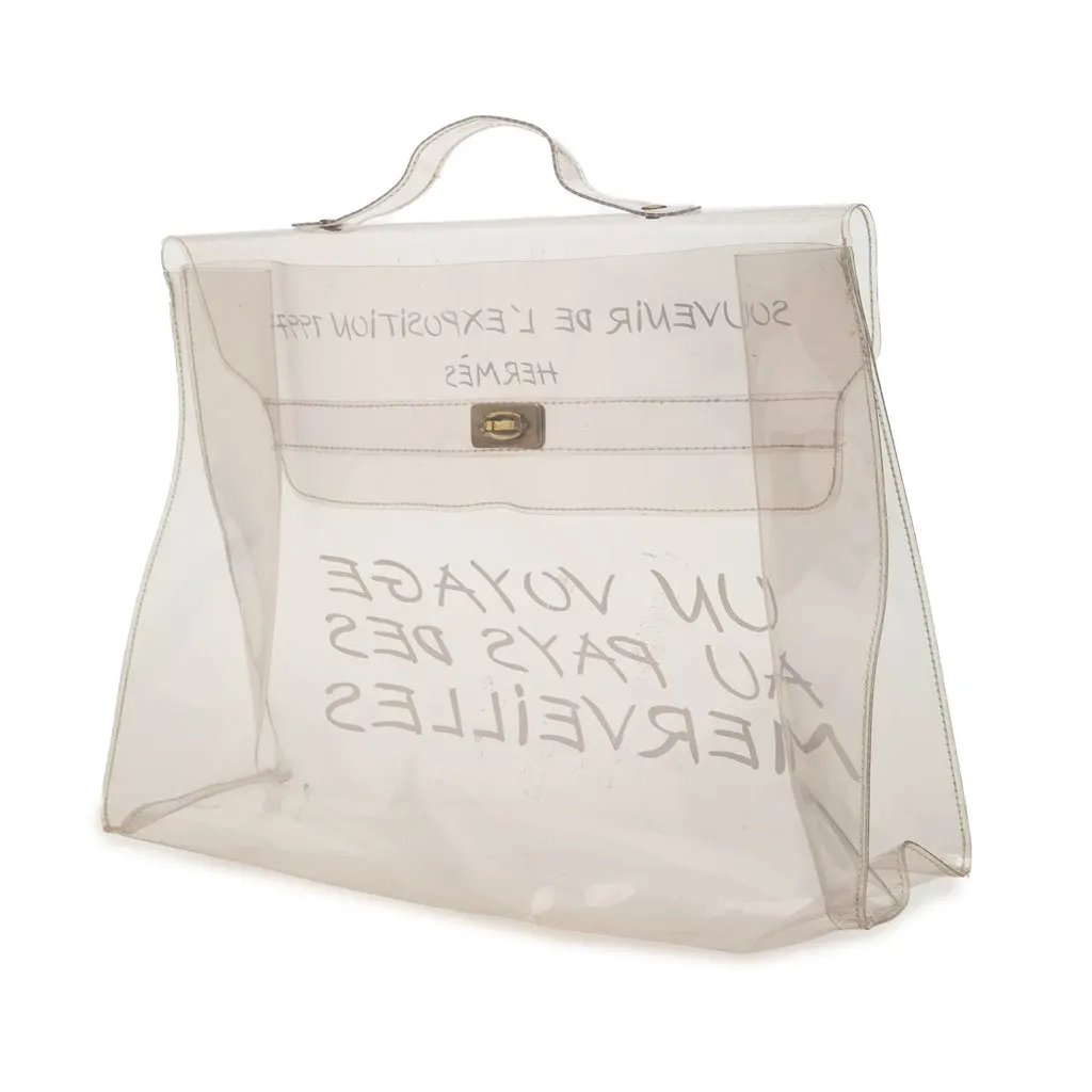 Hermès Vinyl Souvenir De L Exposition Kelly Handbag White Plastic Good - Back View
