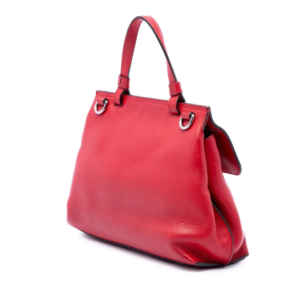 Gucci Small Calfskin Bamboo Daily Satchel Red Leather Very good - Back View
