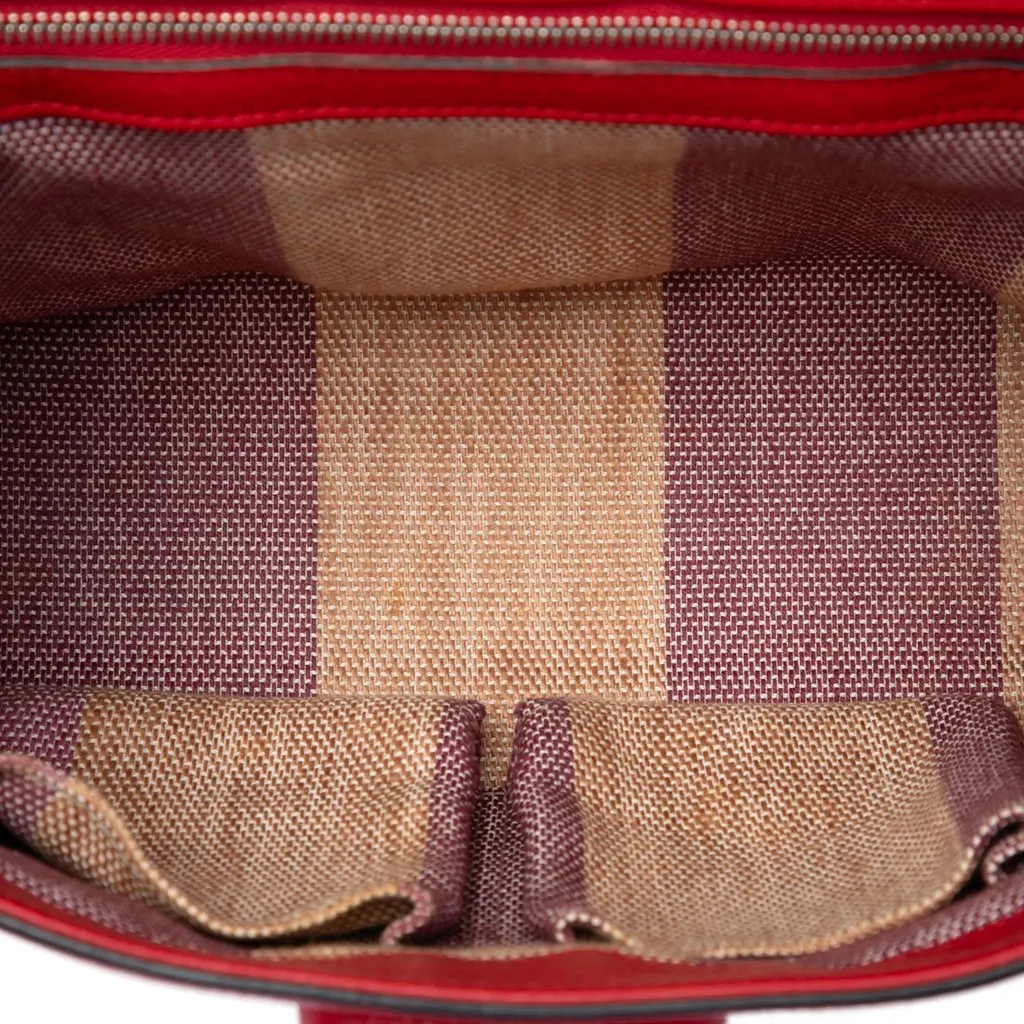 Gucci Small Calfskin Bamboo Daily Satchel Red Leather Very good - Model View