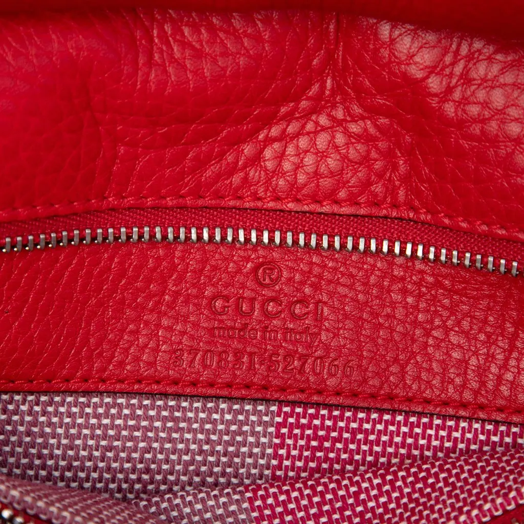 Gucci Small Calfskin Bamboo Daily Satchel Red Leather Very good - Box View