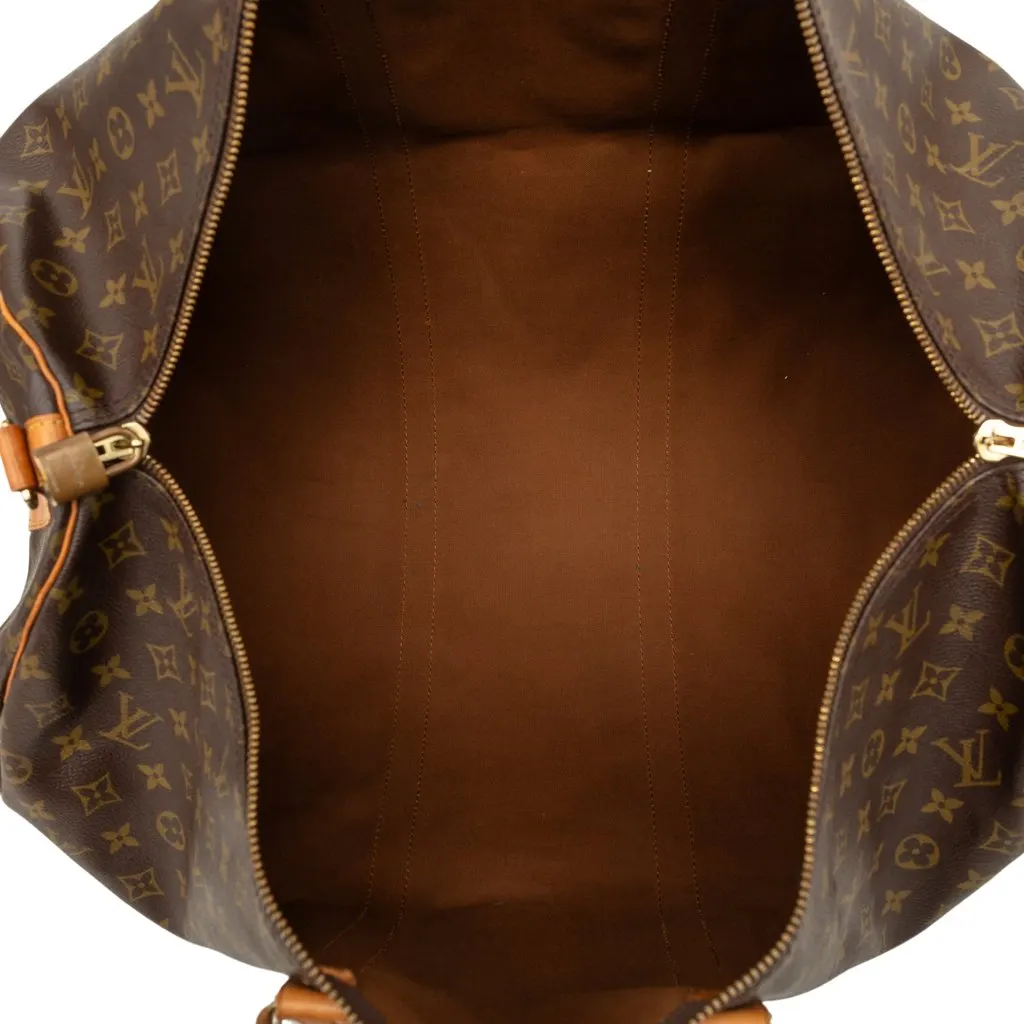 Louis Vuitton Monogram Keepall Bandouliere 60 Brown Canvas Good - Model View