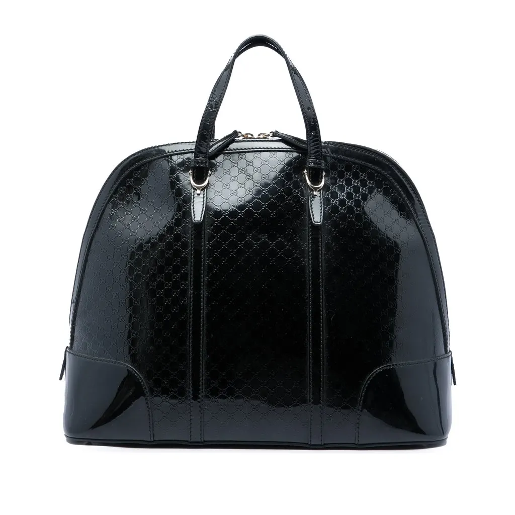 Gucci Large Microguccissima Patent Nice Dome Top Handle Bag Black Leather Very good - Front View