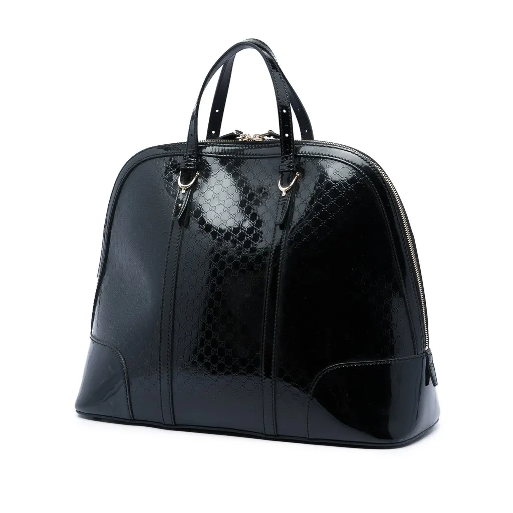 Gucci Large Microguccissima Patent Nice Dome Top Handle Bag Black Leather Very good - Back View