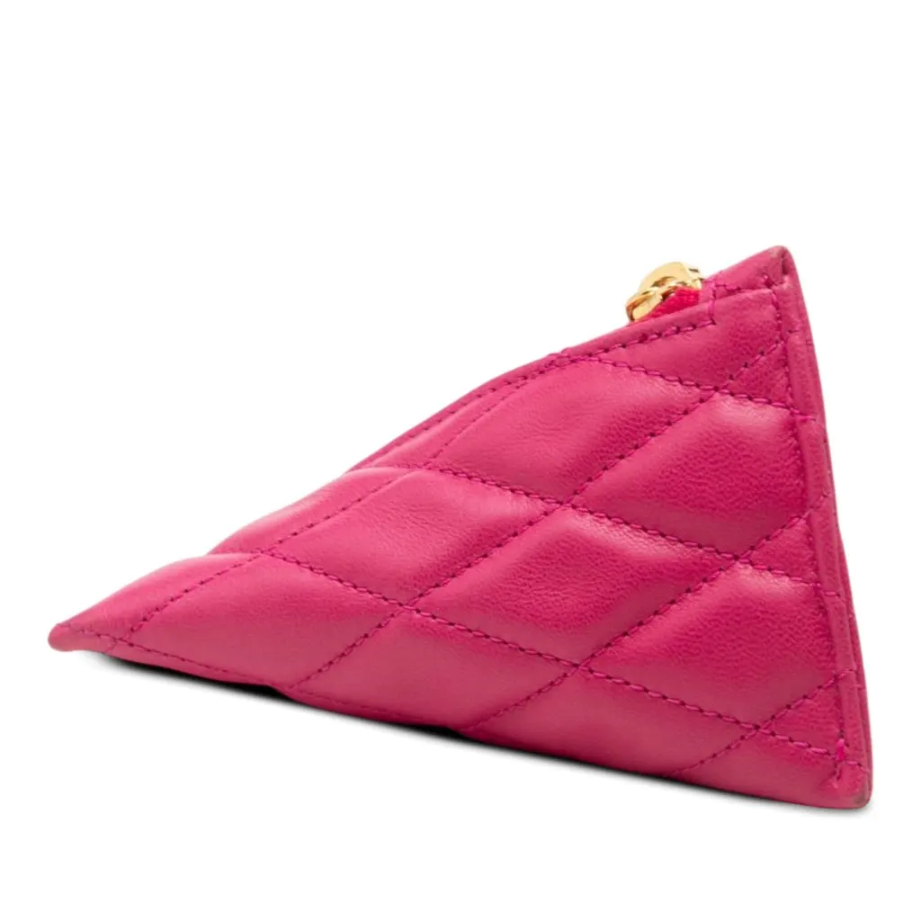 Saint Laurent Quilted Lambskin Berlingo Charm Coin Pouch Pink Leather Very good - Back View