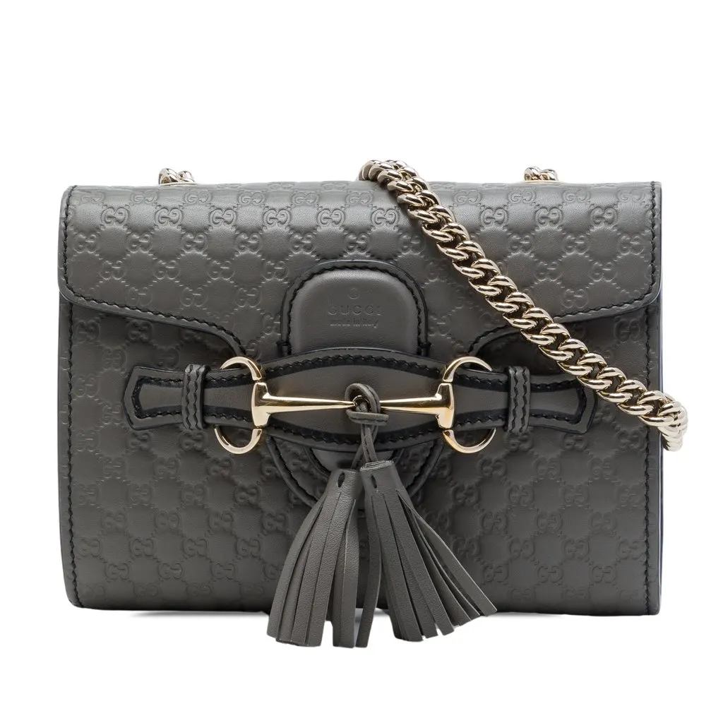 Gucci Mini Microguccissima Emily Crossbody Grey Leather Good - Front View