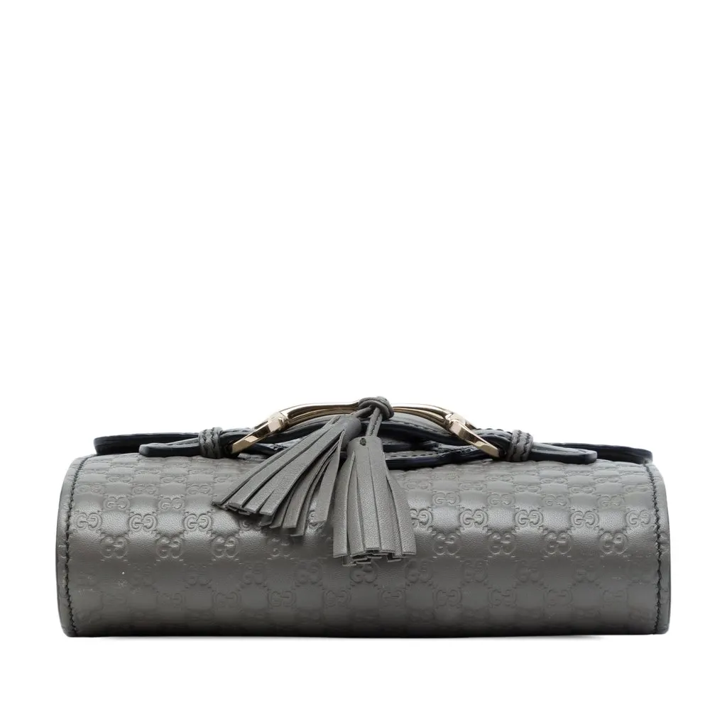 Gucci Mini Microguccissima Emily Crossbody Grey Leather Good - Inside View