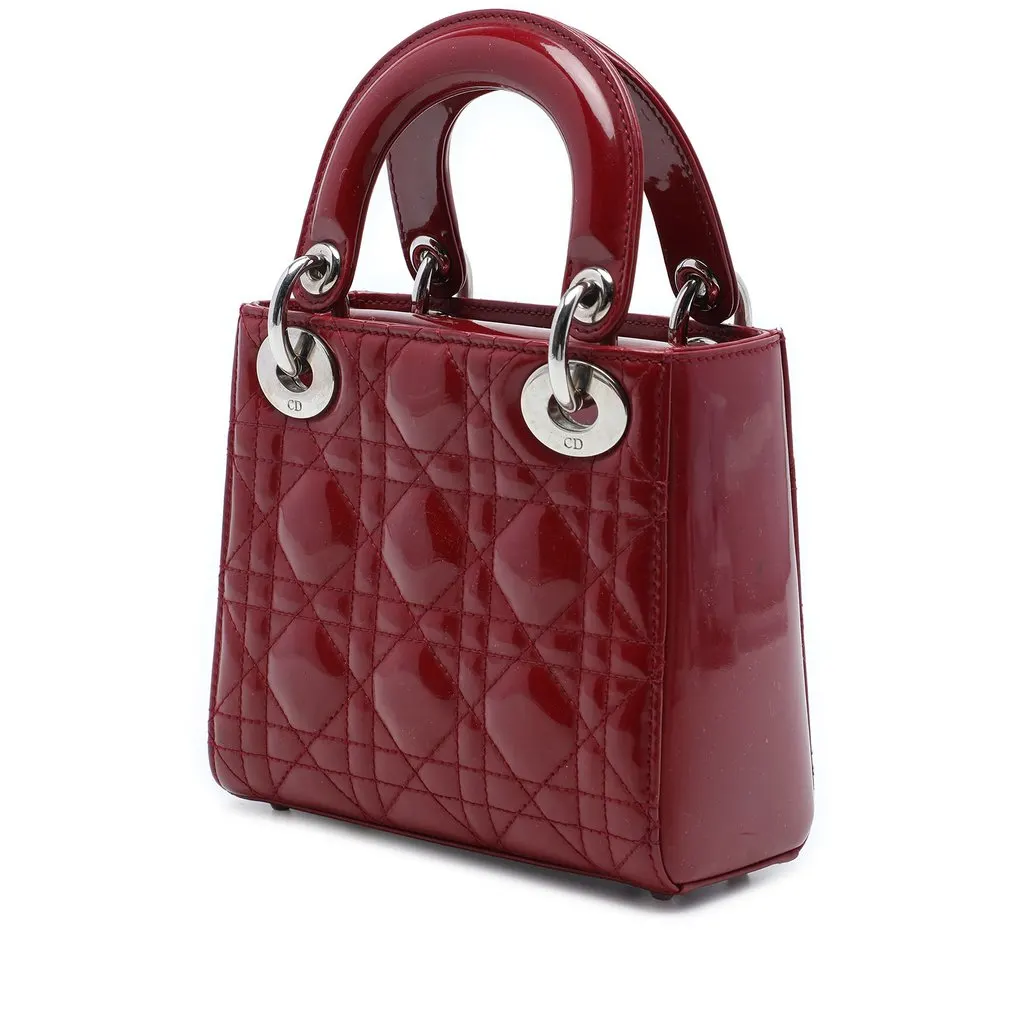 Dior Mini Patent Cannage Lady Dior Red Leather Very good - Back View