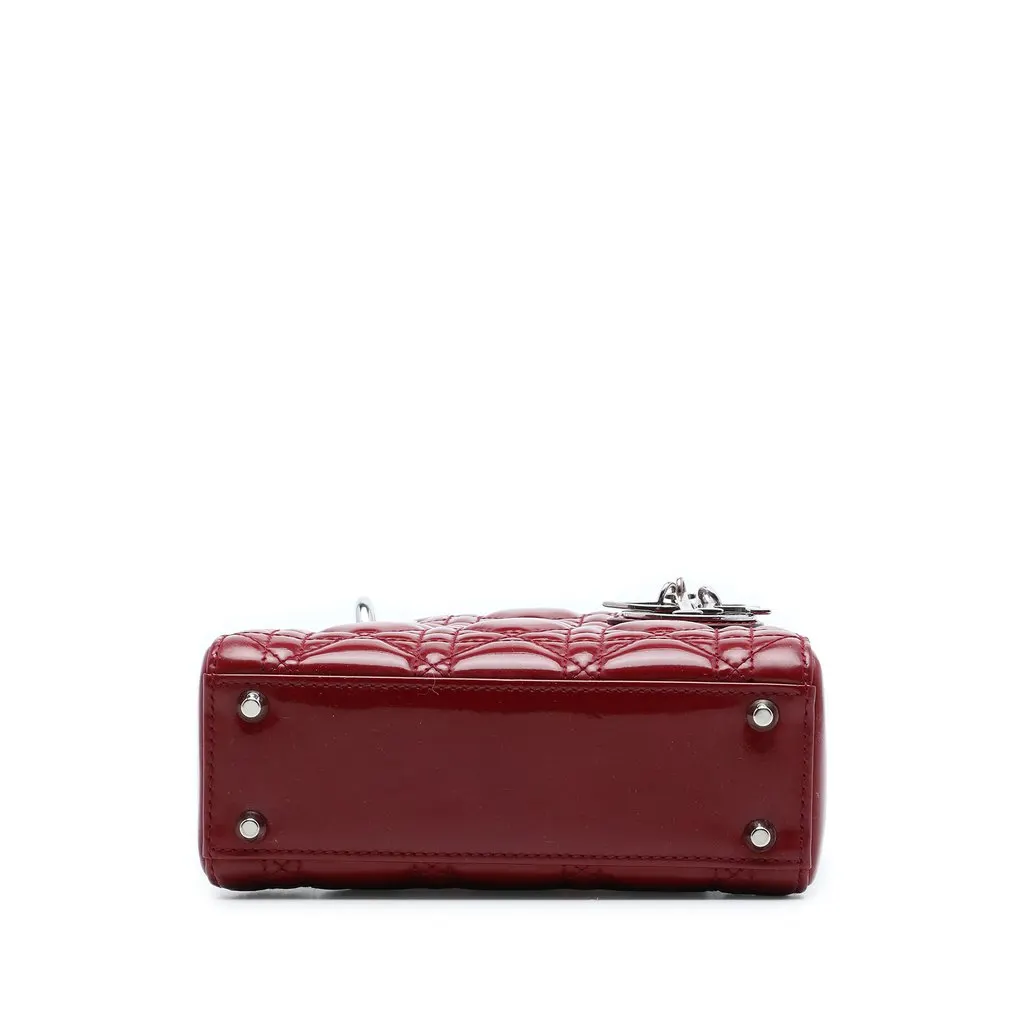 Dior Mini Patent Cannage Lady Dior Red Leather Very good - Inside View