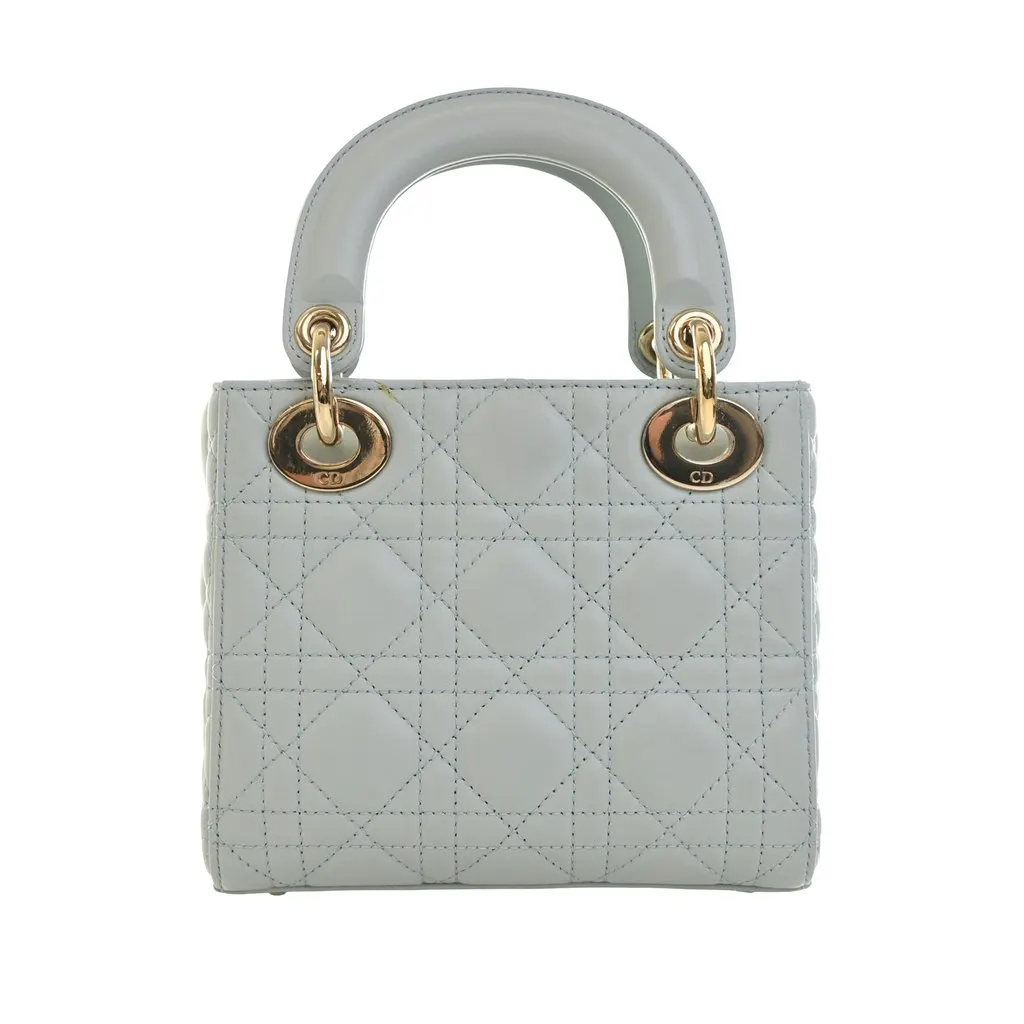 Dior Mini Lambskin Cannage Lady Dior Blue Leather Very good - Back View