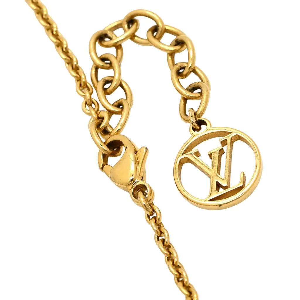 Louis Vuitton Gold Plated Flower Full Bracelet Gold Metal Very good - Back View