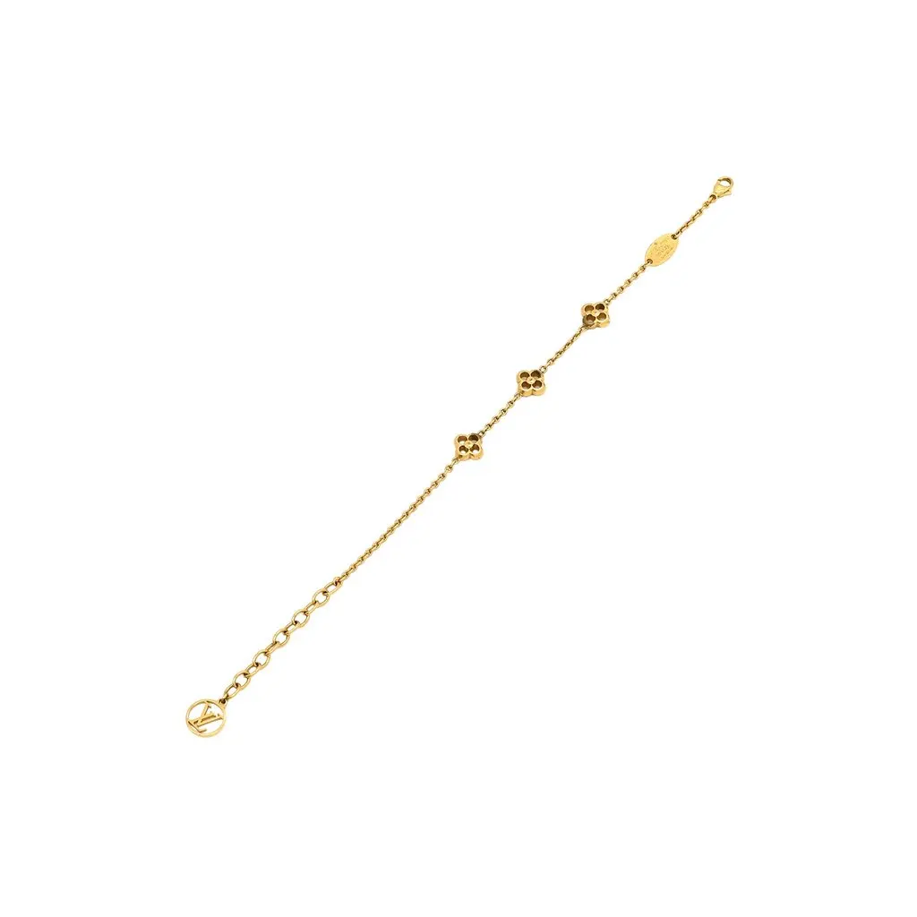 Louis Vuitton Gold Plated Flower Full Bracelet Gold Metal Very good - Model View