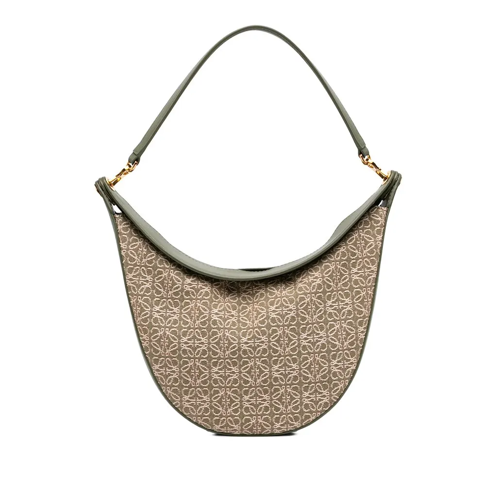 LOEWE Anagram Canvas Luna Hobo Green Very good - Front View