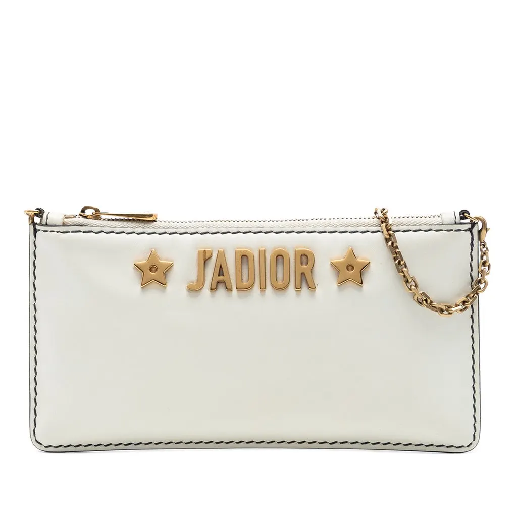 Dior Calfskin JAdior Croisiere Chain Pouch White Leather Very good - Front View