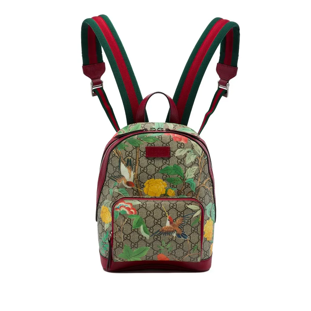 Gucci Small GG Supreme Web Tian Backpack Beige Canvas Very good - Front View