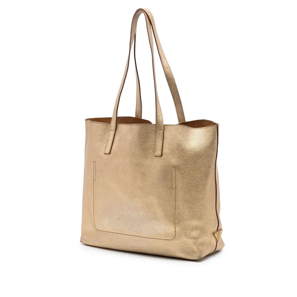 Prada Metallic Vitello Daino Tote Gold Leather Very good - Back View