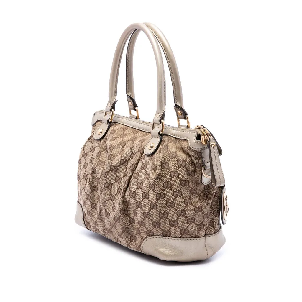 Gucci GG Canvas Sukey Satchel Beige Good - Back View