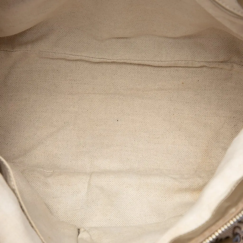 Gucci GG Canvas Sukey Satchel Beige Good - Model View