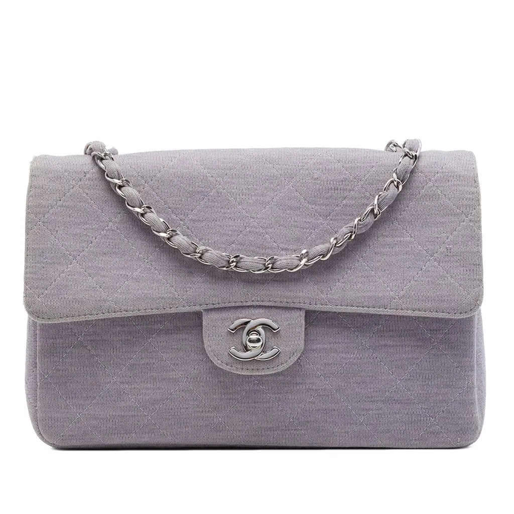 Chanel Medium Classic Jersey Single Flap Purple Very good - Front View