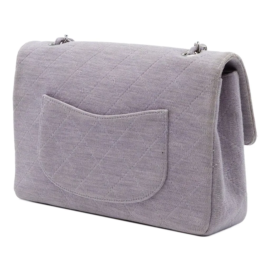 Chanel Medium Classic Jersey Single Flap Purple Very good - Back View
