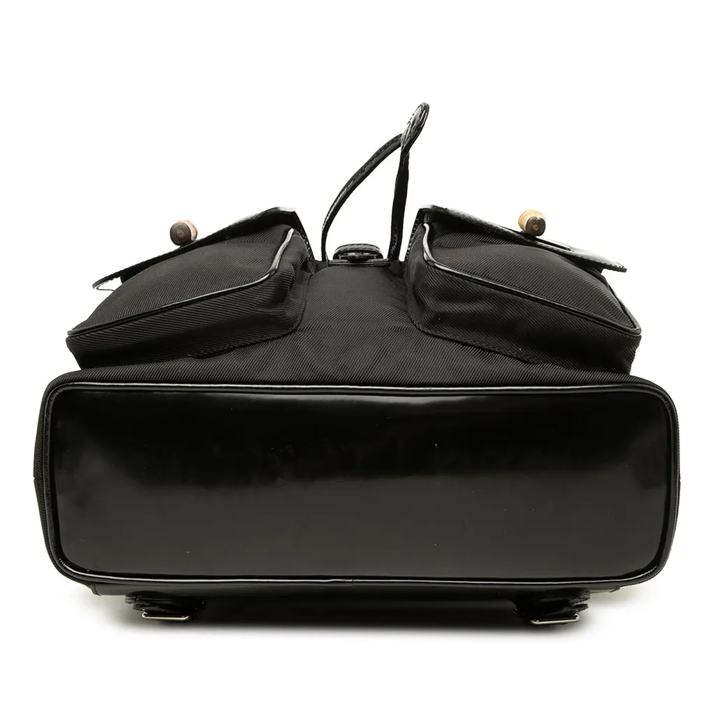 Gucci Large Nylon Bamboo Drawstring Backpack Black Polyamide Good - Inside View