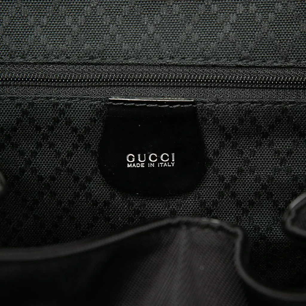 Gucci Large Nylon Bamboo Drawstring Backpack Black Polyamide Good - Model View