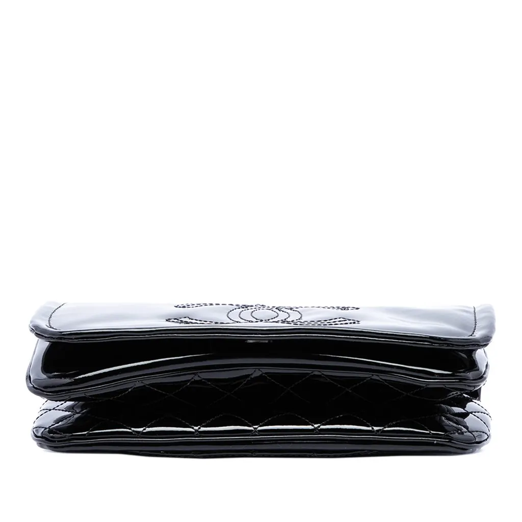 Chanel CC Patent Lipstick Ligne Flap Black Leather Very good - Inside View