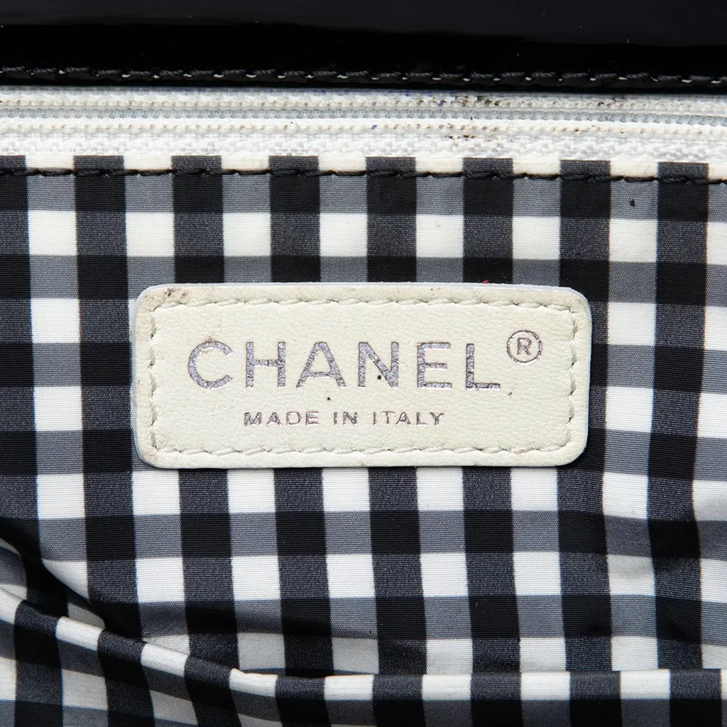 Chanel CC Patent Lipstick Ligne Flap Black Leather Very good - Box View