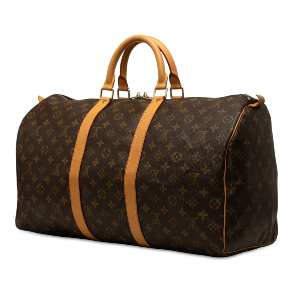 Louis Vuitton Monogram Keepall 50 Brown Canvas Good - Back View