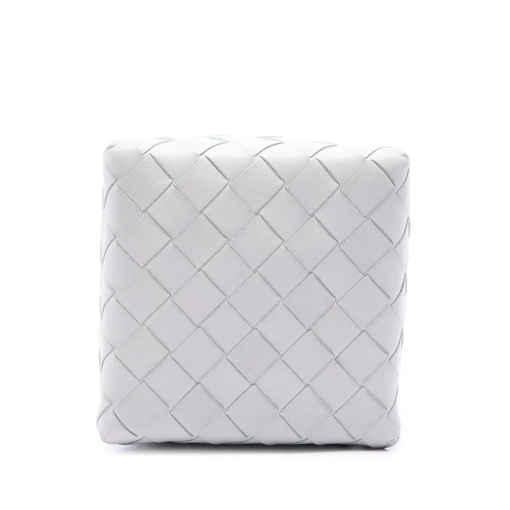 Bottega Veneta Nappa Intrecciato Mini Knot Bucket Bag White Leather Good - Inside View