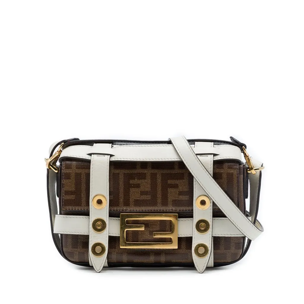 Fendi Mini Zucca Coated Canvas Cage Baguette Satchel Brown Very good - Front View