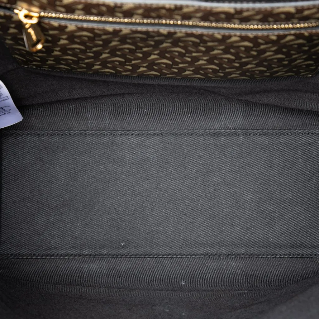 Burberry TB Monogram E-Canvas Stripe Vertical Tote Brown Canvas Good - Model View