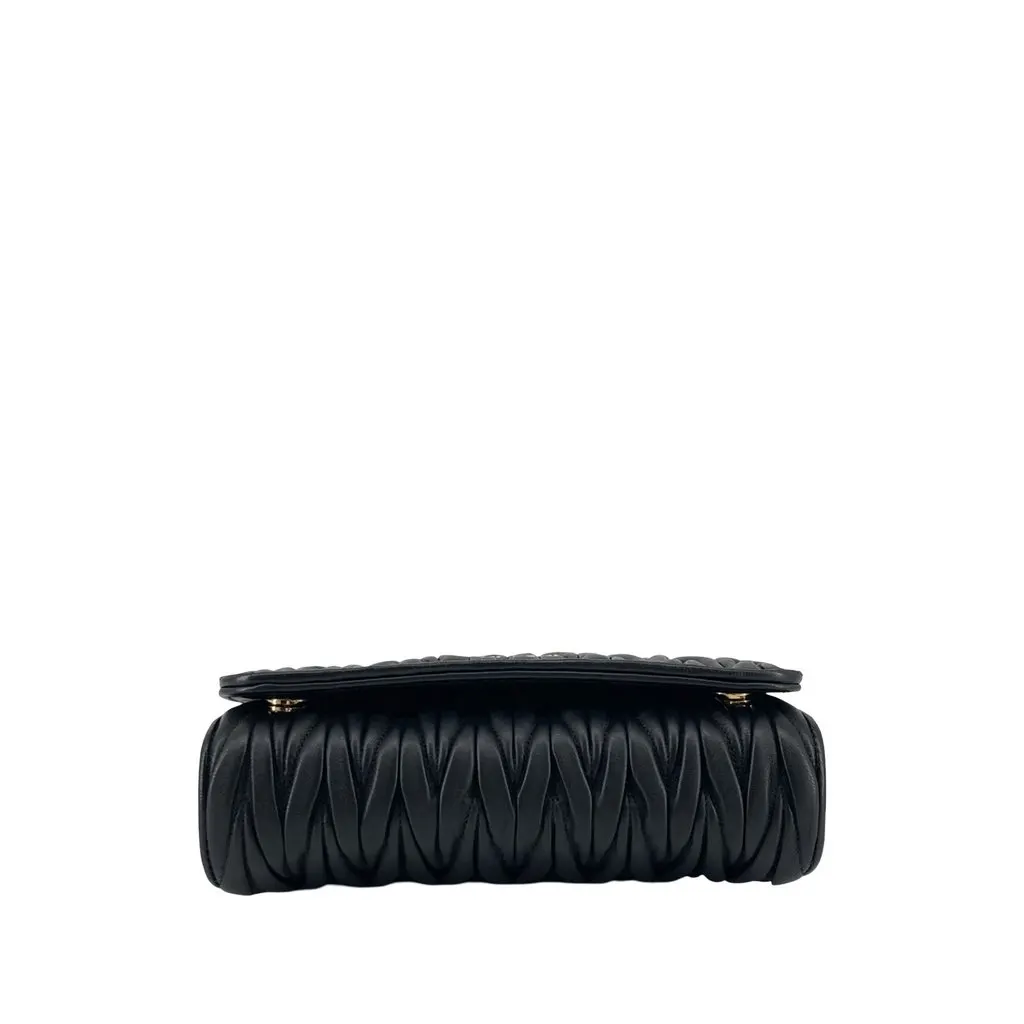 Miu Miu Matelasse Nappa Flap Crossbody Black Leather Very good - Back View