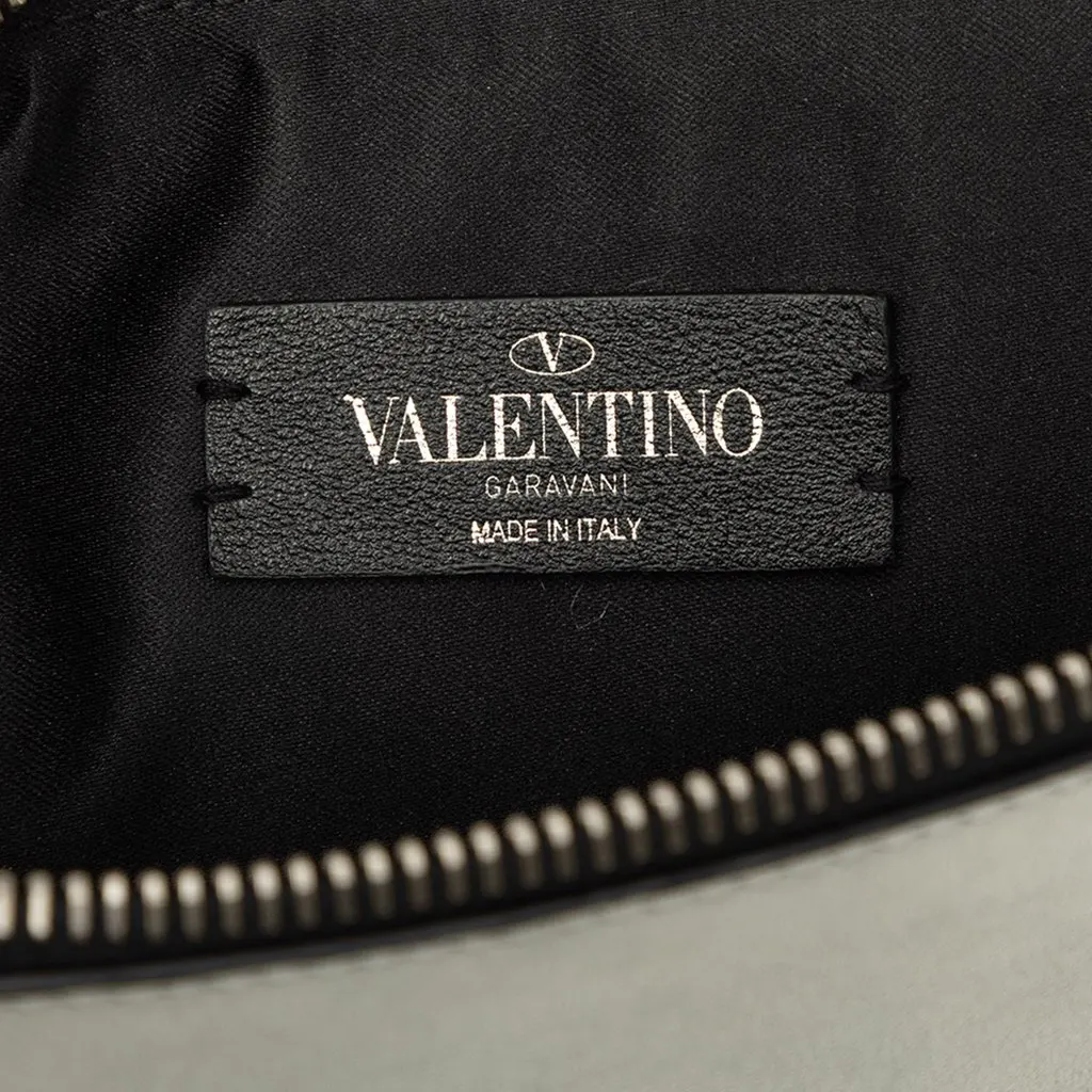 Valentino Metallic Leather VLTN Clutch Silver Leather Good - Box View