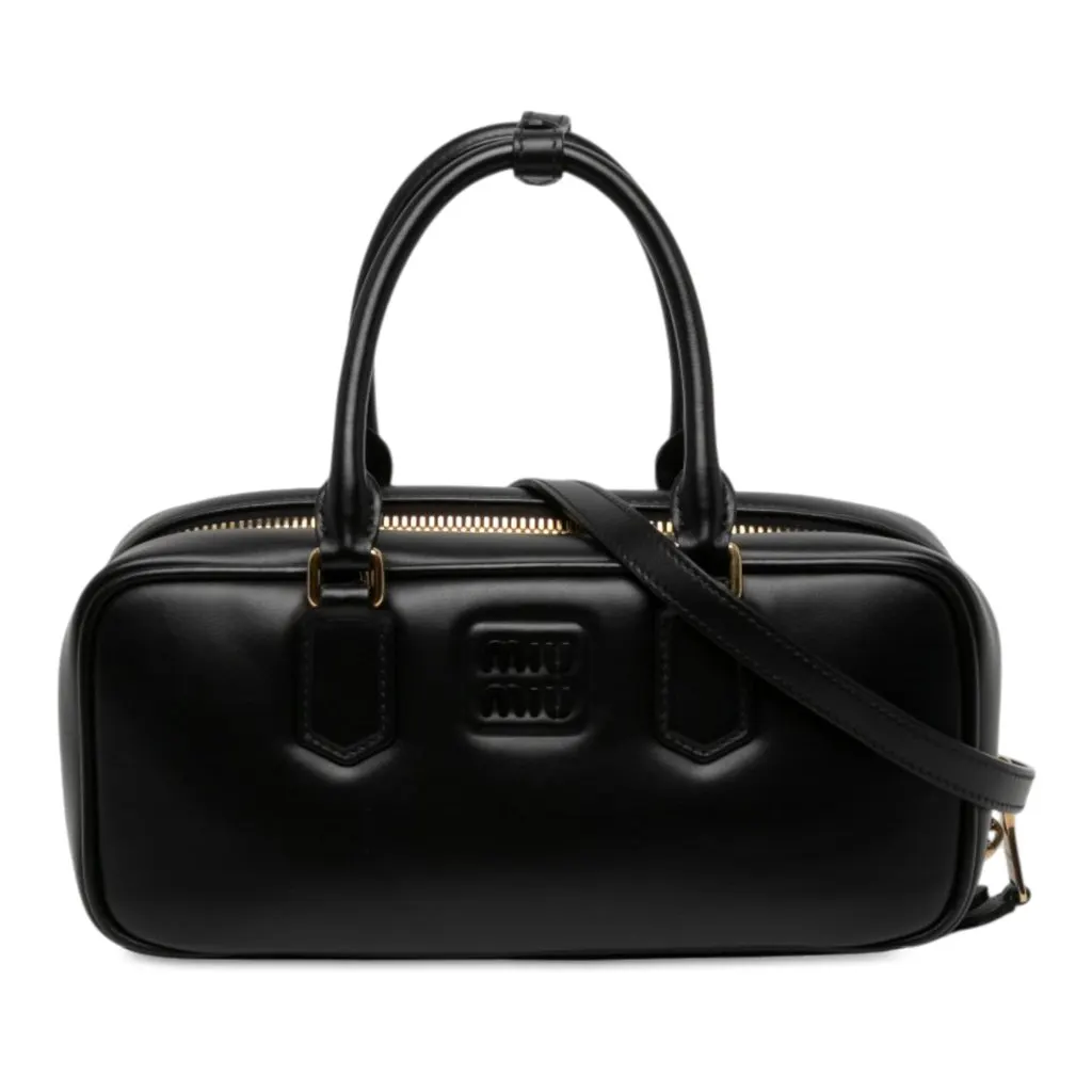 Miu Miu Leather Arcadie Satchel Black Leather Very good - Front View