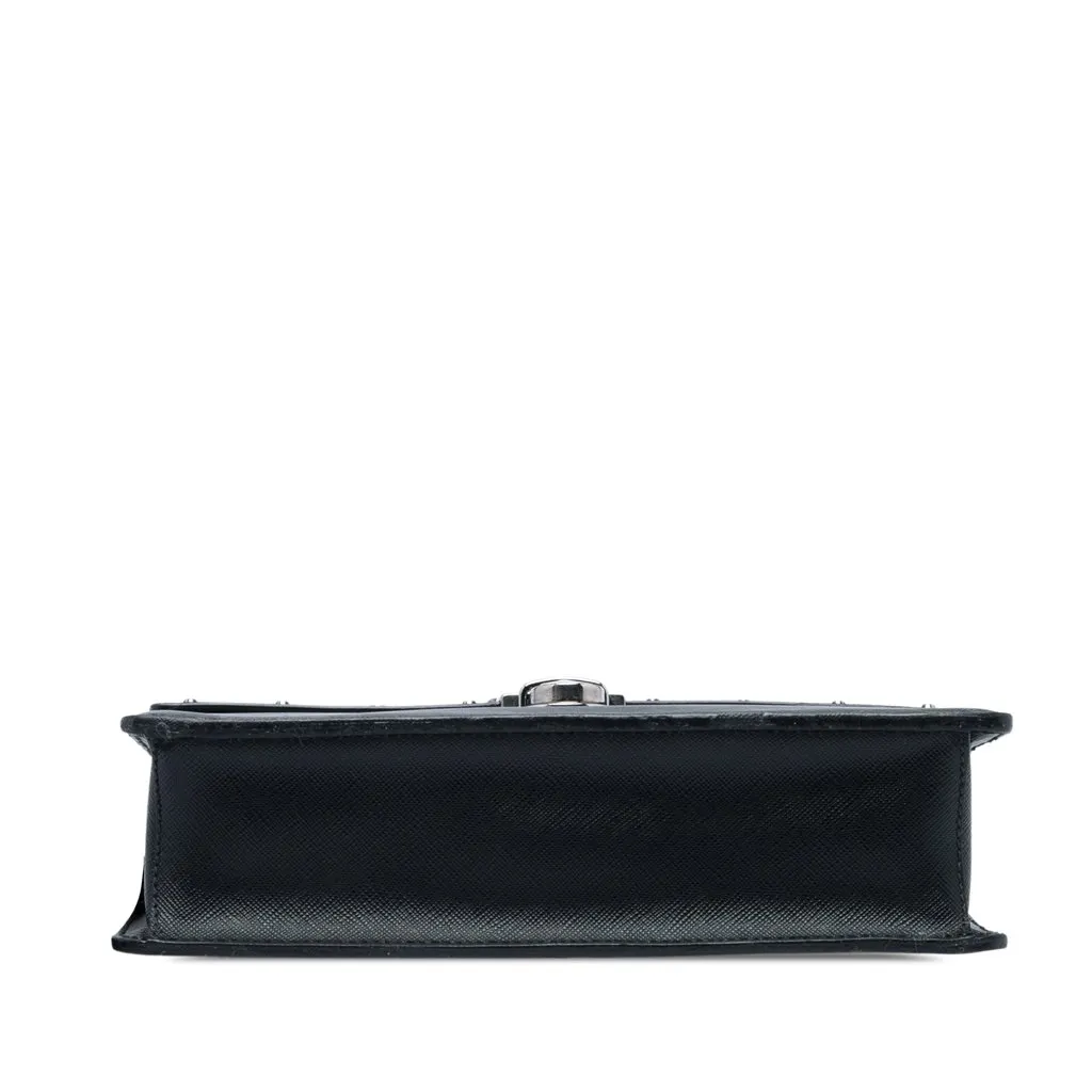 Prada Studded Saffiano Push Lock Wristlet Clutch Black Leather Very good - Inside View