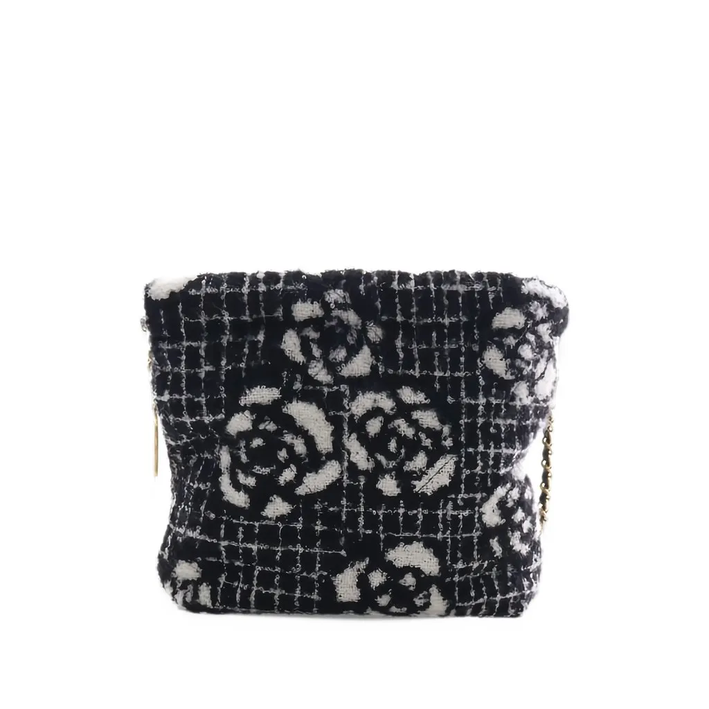 Chanel Mini Cashmere Camellia 22 Handbag Black Wool Very good - Back View